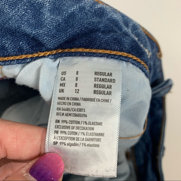 American Eagle Outfitters Destroyed Straight Leg Mid-Rise Jeans - Picture 10 of 15